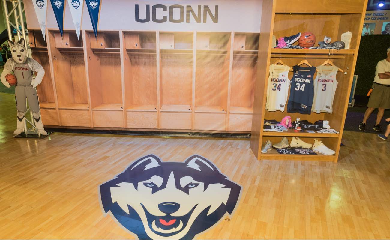 UCONN Locker Room featuring Wolf Mascot