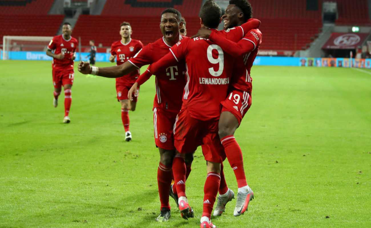Bayern Munich Players Celebrate After Scoring a Goal - Photo by Lars Baron/Getty Images