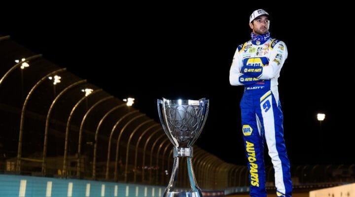 AVONDALE, ARIZONA - NOVEMBER 08: Chase Elliott, driver of the #9 NAPA Auto Parts Chevrolet, poses for a photo after winning the NASCAR Cup Series Season Finale 500 and the 2020 NASCAR Cup Series Championship at Phoenix Raceway on November 08, 2020 in Avondale, Arizona. (Photo by Jared C. Tilton/Getty Images)