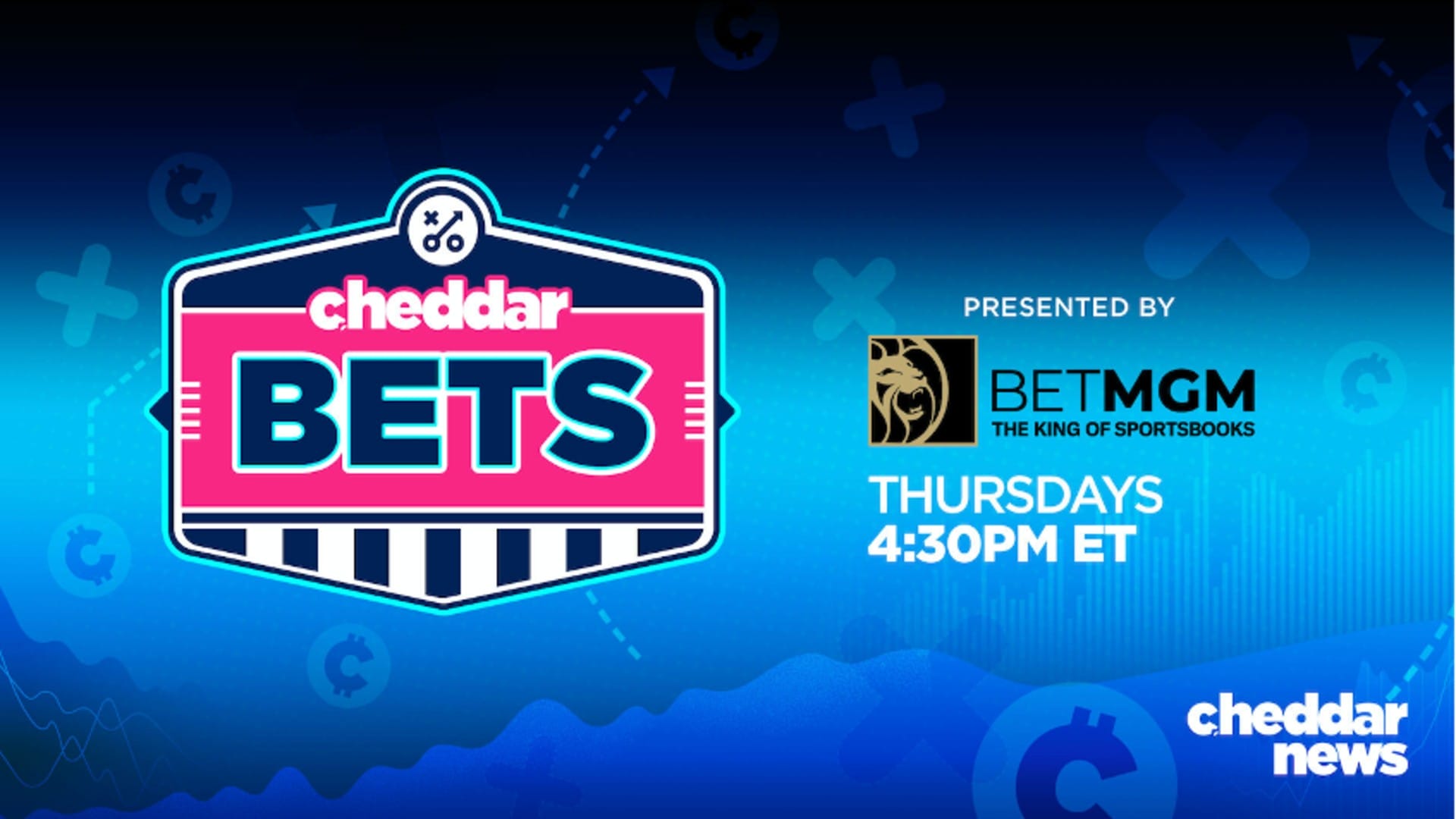 Cheddar Bets logo next to the BetMGM logo on a light blue background.