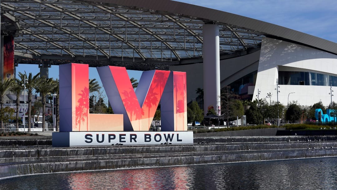 The exterior of SoFi Stadium is seen days before the Super Bowl NFL football game Tuesday, Feb. 8, 2022, in Inglewood, Calif. The Los Angeles Rams will play the Cincinnati Bengals in the Super Bowl Feb. 13. (AP Photo/Marcio Jose Sanchez)