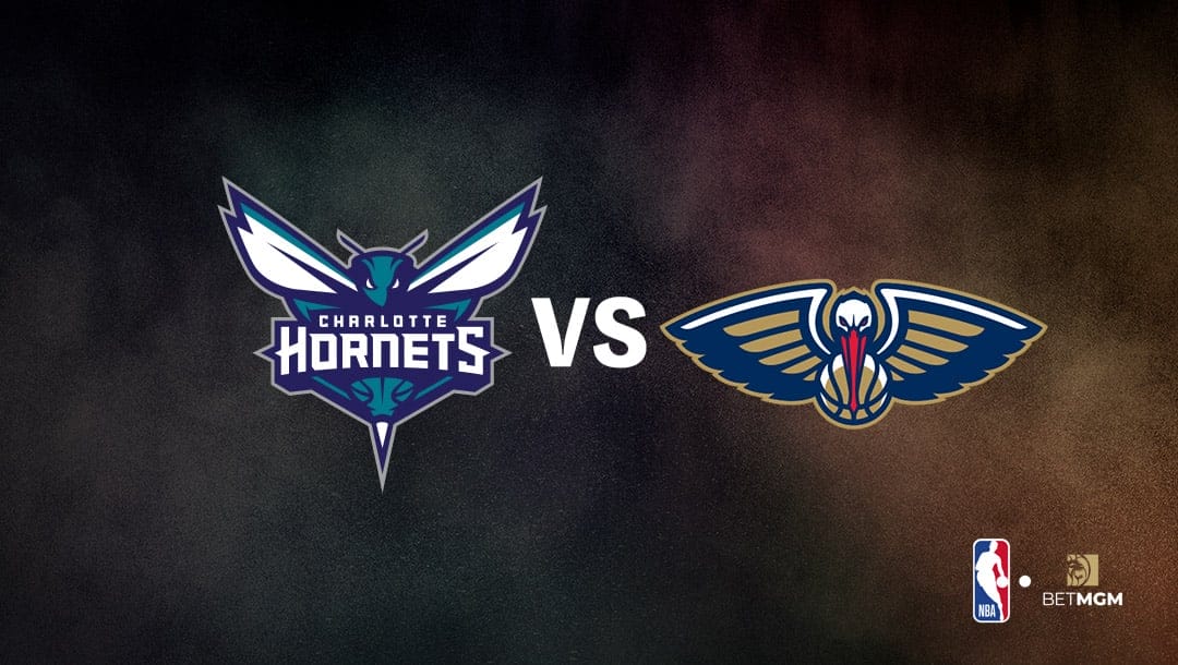 Charlotte Hornets logo on the left and New Orleans Pelicans logo on the right