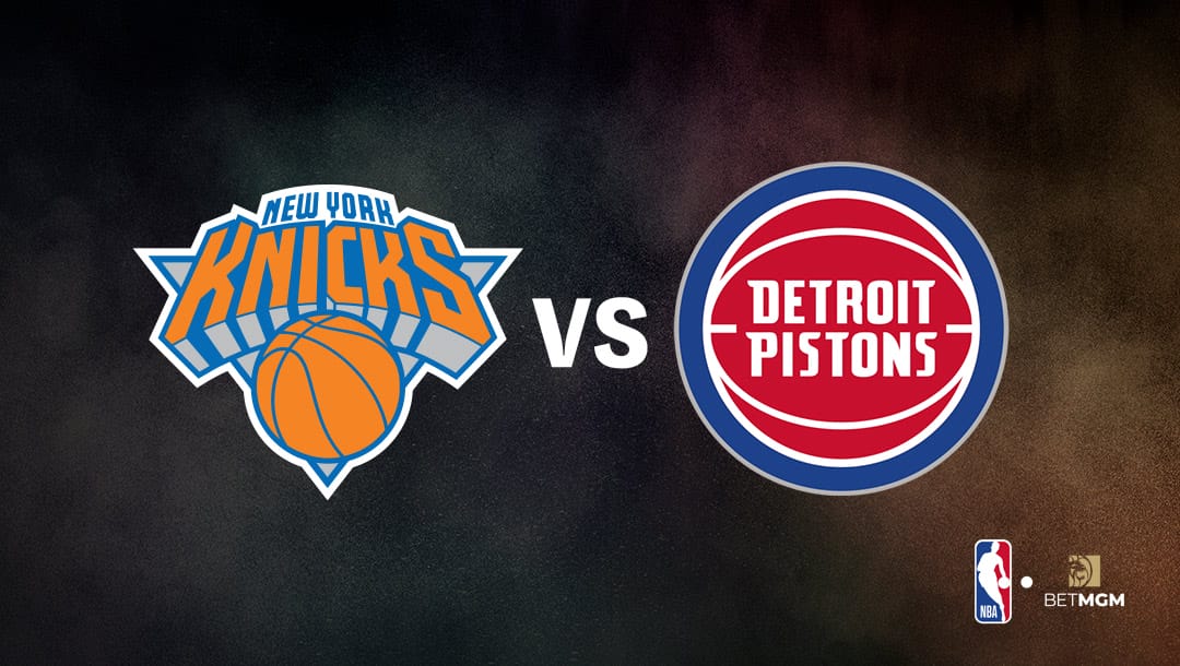 Knicks logo on the left and Pistons logo on the right