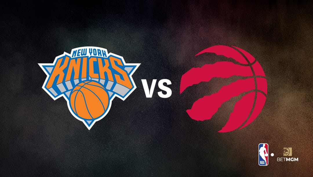 New York Knicks logo on the left and Toronto Raptors logo on the right