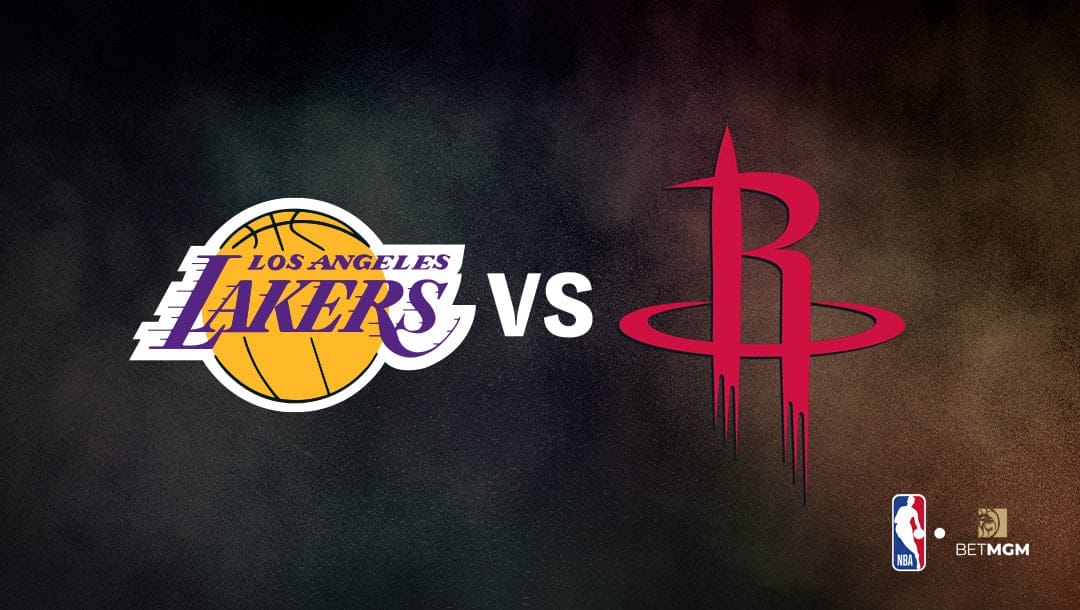 Lakers logo on the left and Rockets logo on the right