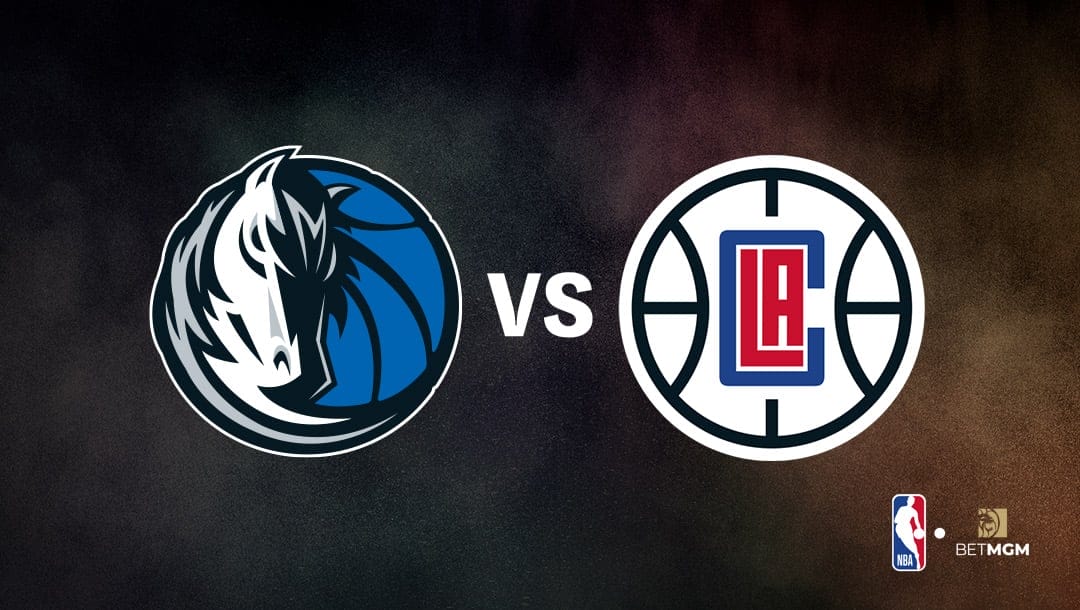Dallas Mavericks logo on the left and Los Angeles Clippers logo on the right