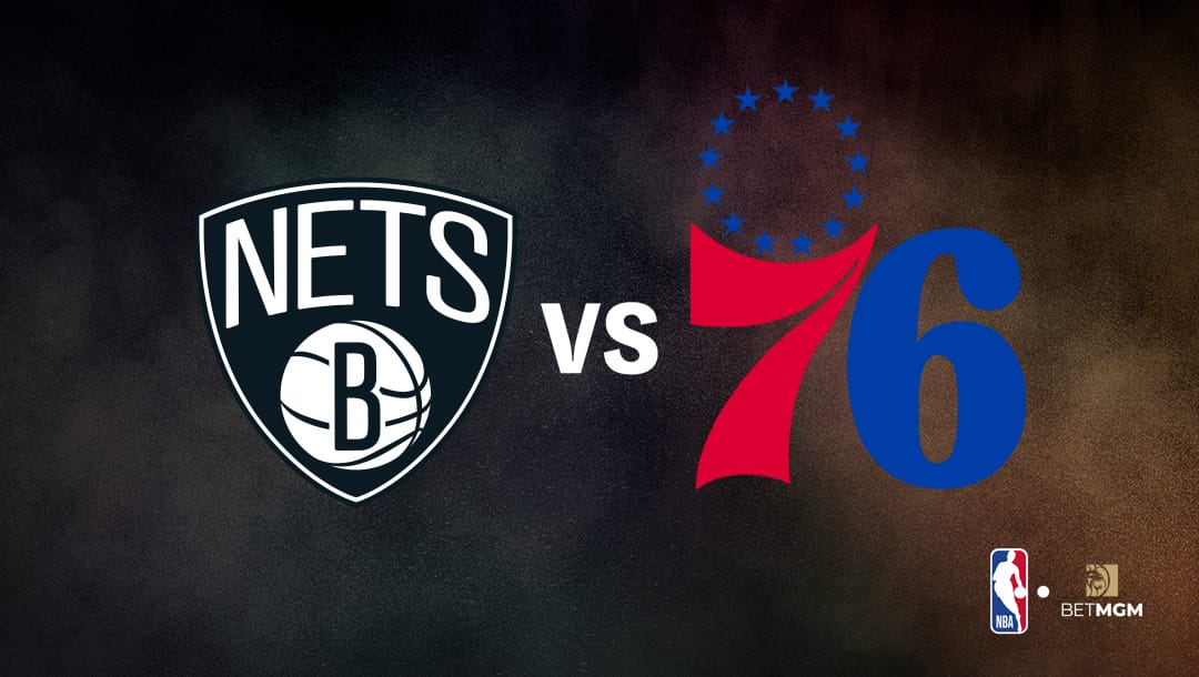 Brooklyn Nets logo on the left Philadelphia 76ers logo on the right