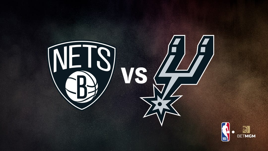 Brooklyn Nets logo on the left and San Antonio Spurs logo on the right
