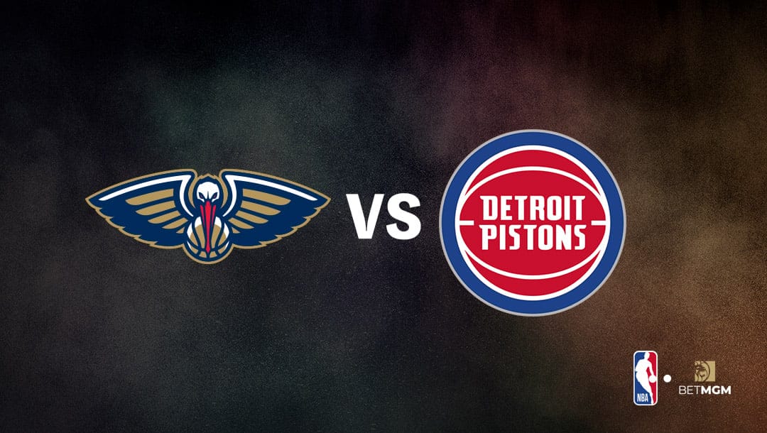 New Orleans Pelicans logo on the left and Detroit Pistons logo on the right