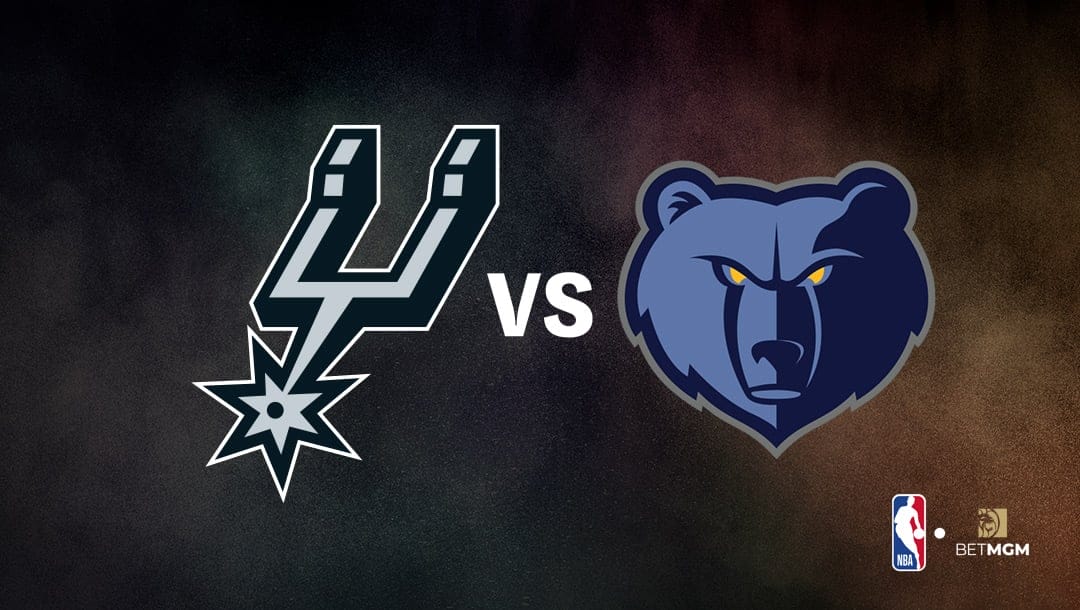 Spurs logo on the left and Grizzlies logo on the right