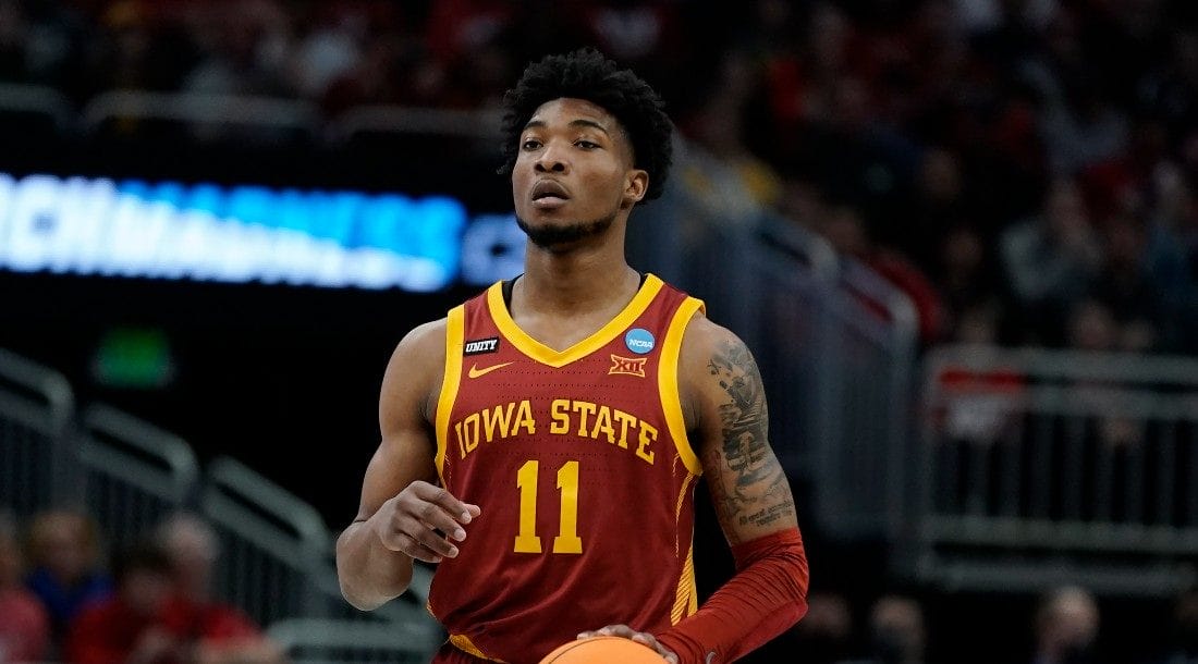 Iowa State guard Tyrese Hunter (11) during the first half of a second-round NCAA college basketball tournament game Sunday, March 20, 2022, in Milwaukee.