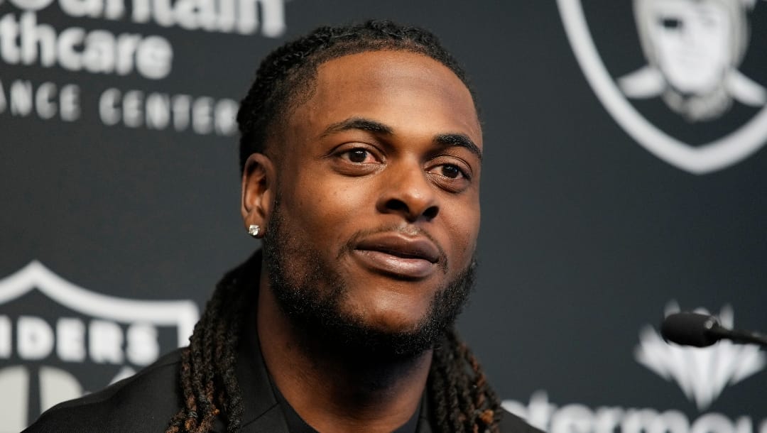 Las Vegas Raiders wide receiver Davante Adams speaks at a news conference Tuesday, March 22, 2022, in Henderson, Nev. (AP Photo/John Locher)