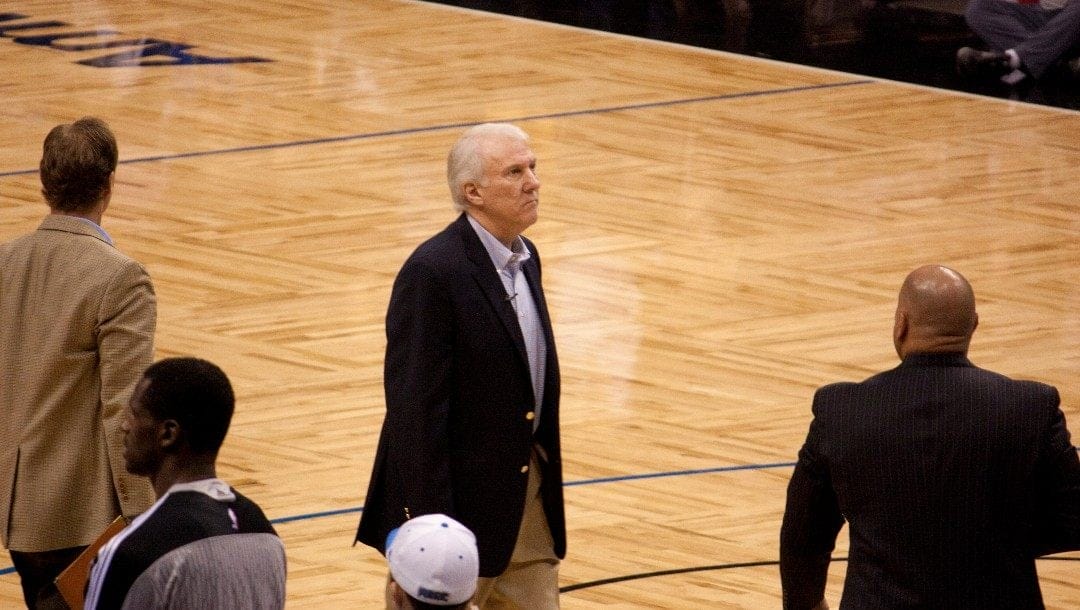 Gregg Popovich looks up after a game.
