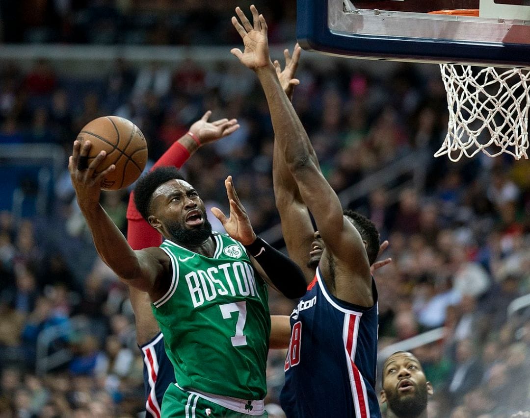 Jaylen Brown goes up for a layup in a recent game.