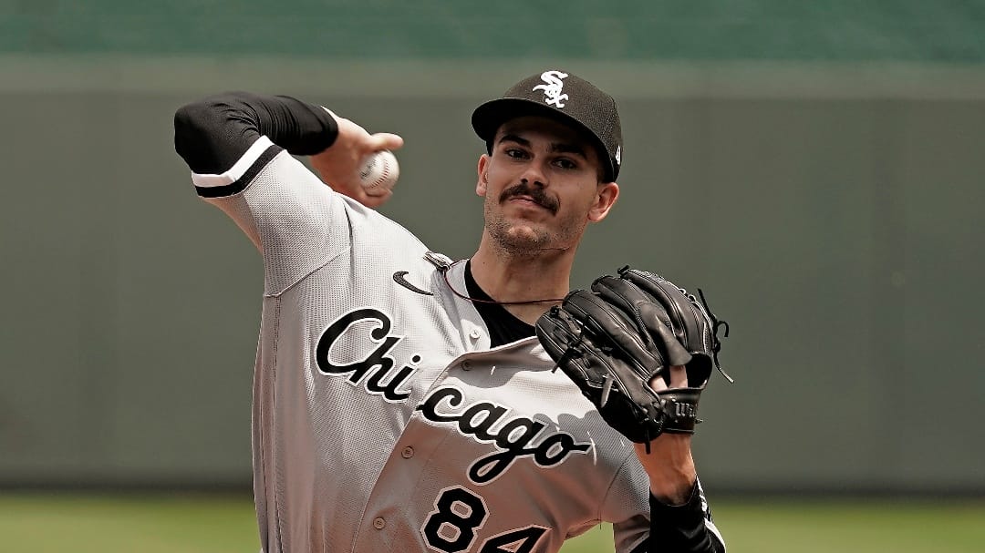 Chicago White Sox starting pitcher Dylan Cease throws during the first inning of the first game in a baseball doubleheader against the Kansas City Royals Tuesday, May 17, 2022, in Kansas City, Mo. (AP Photo/Charlie Riedel)