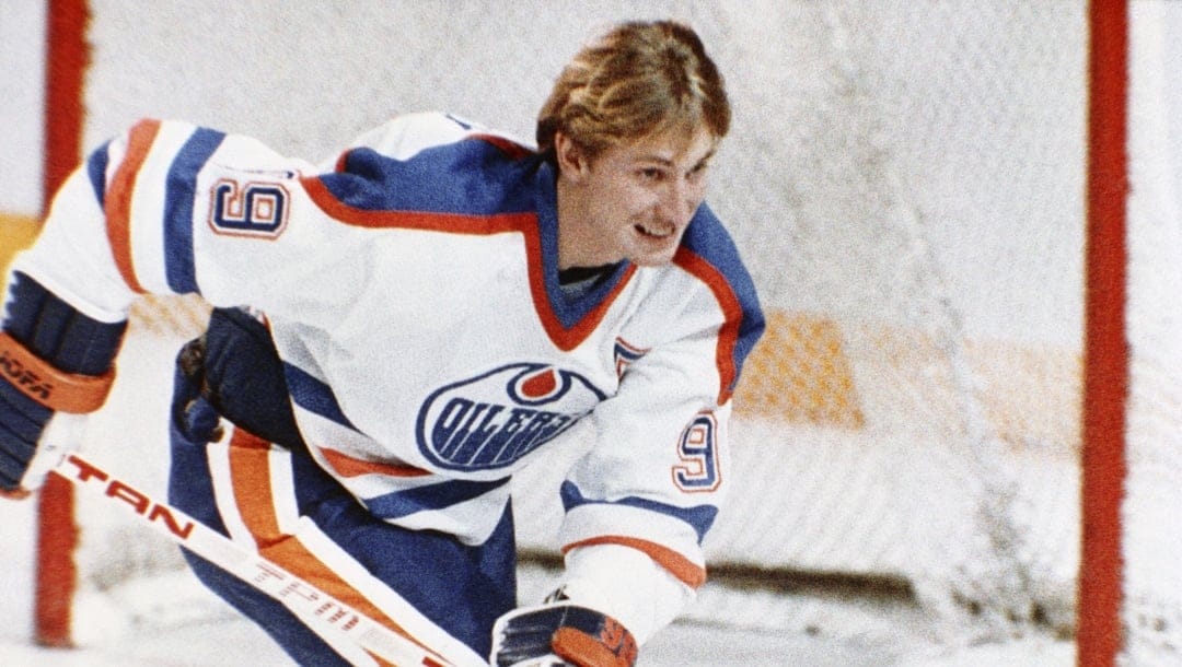 Hockey player for Edmonton Oilers Wayne Gretzky in action in January 1984.