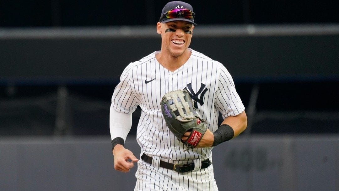 New York Yankees' Aaron Judge in the sixth inning of a baseball game against the Chicago Cubs, Sunday, June 12, 2022, in New York.