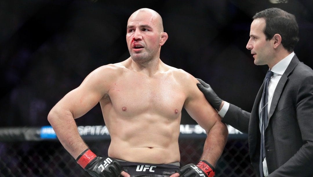Glover Teixeira looks on after he stopped Karl Roberson in the first round of a light heavyweight mixed martial arts bout at UFC Fight Night in New York.
