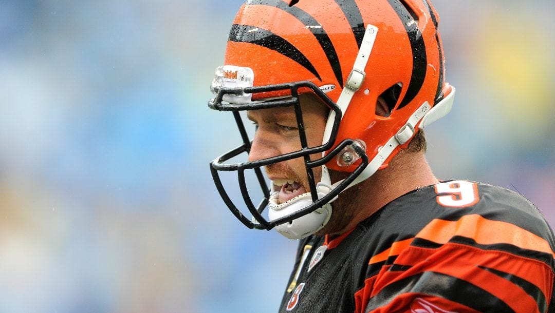 Cincinnati Bengals quarterback Carson Palmer is shown during an NFL football game in Charlotte, N.C., Sunday, Sept. 26, 2009.