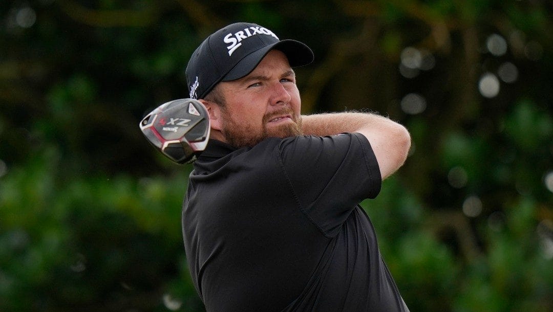 Shane Lowry, of Ireland, plays from the 3rd tee during the final round of the British Open golf championship on the Old Course at St. Andrews, Scotland, Sunday July 17, 2022.
