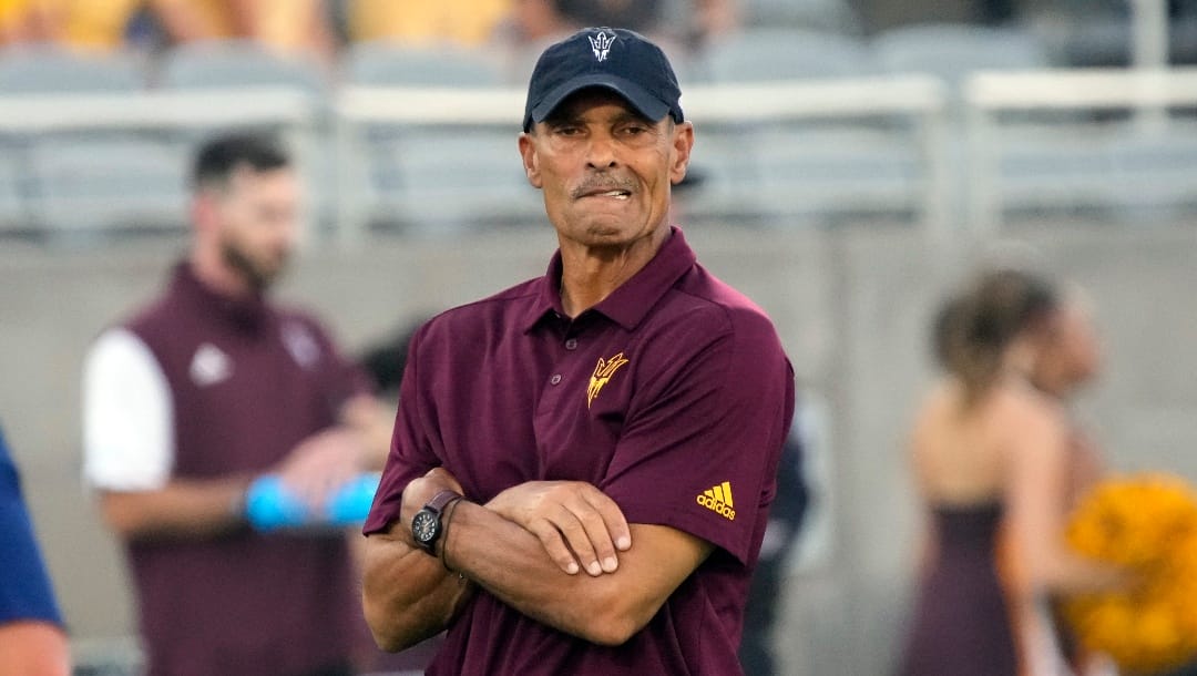Arizona State head coach Herm Edwards in the first half during an NCAA college football game against Northern Arizona, Thursday, Sept. 1, 2022, in Tempe, Ariz. (AP Photo/Rick Scuteri)