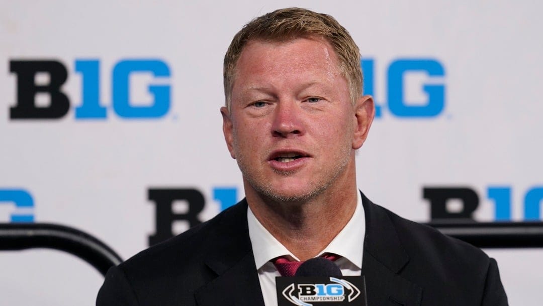 FILE - Nebraska head coach Scott Frost talks to reporters during an NCAA college football news conference at the Big Ten Conference media days, at Lucas Oil Stadium, Tuesday, July 26, 2022, in Indianapolis. Nebraska starts their season Aug. 27, 2022, against Northwestern in Dublin, Ireland. (AP Photo/Darron Cummings, File)