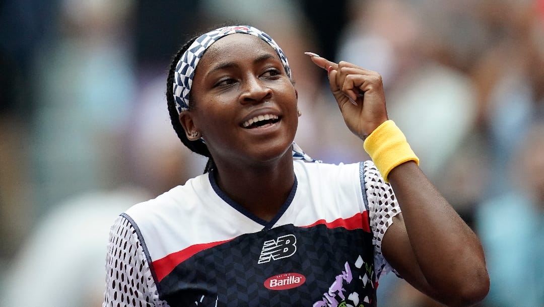 Coco Gauff, of the United States, reacts after defeating Elena Gabriel Ruse, of Romania, during the second round of the US Open tennis championships, Wednesday, Aug. 31, 2022, in New York.