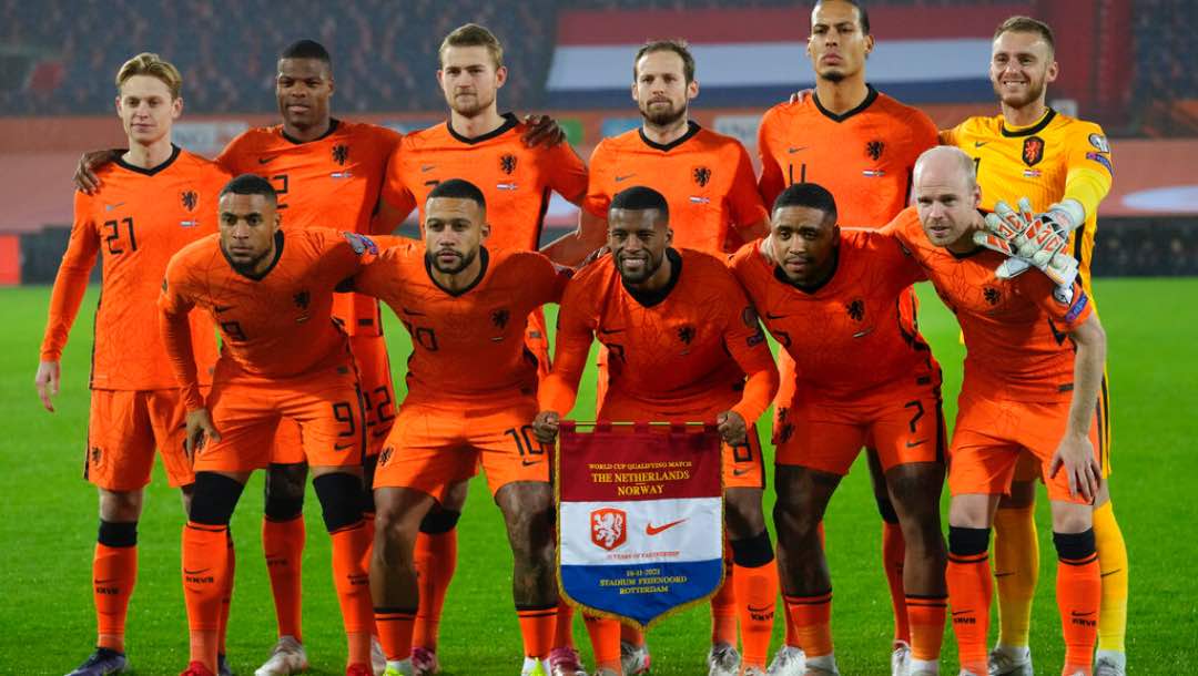 The Netherlands National Soccer Team before a game.