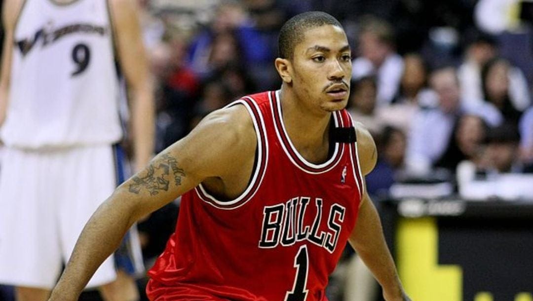 Derrick Rose playing for the Chicago Bulls during in 2009.