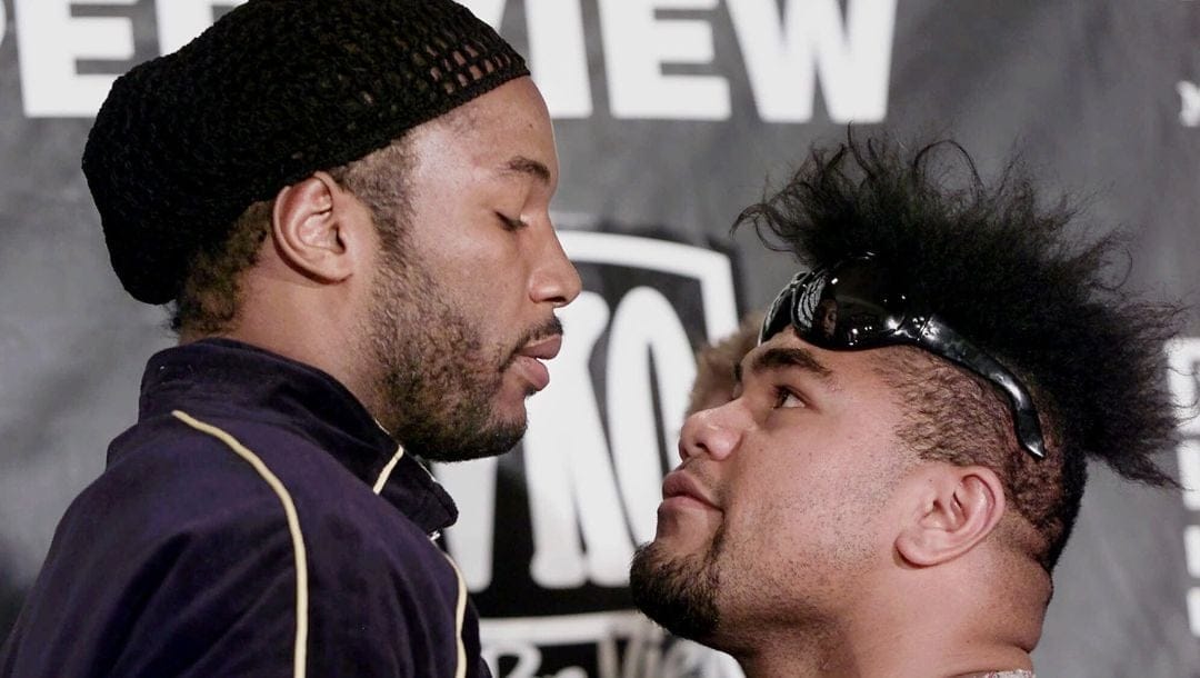 Lennox Lewis, the WBC and IBF World Heavyweight Champion, left, and David Tua, the International Boxing Federation's number one contender.