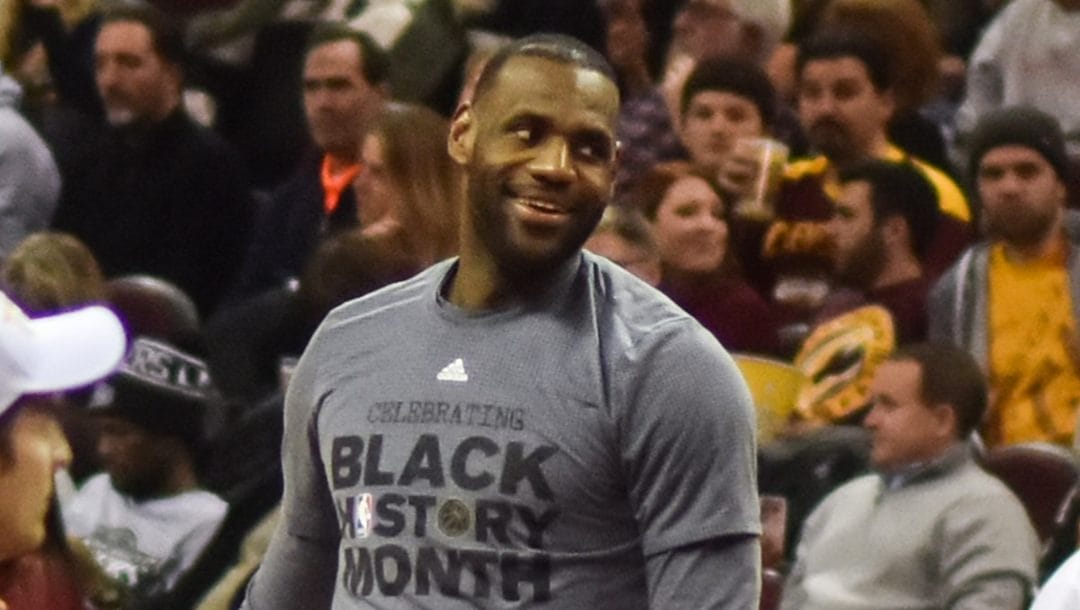LeBron James warms up for a recent game.