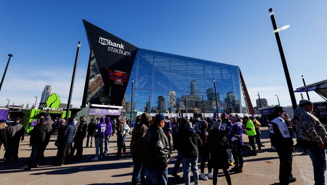A view of U.S. Bank Stadium prior to an NFL football game between the Minnesota Vikings and Dallas Cowboys, Sunday, Nov. 20, 2022 in Minneapolis.
