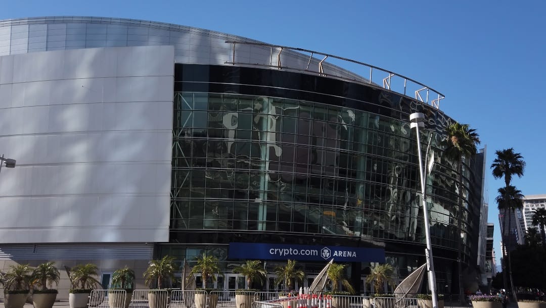 Los Angeles, California, USA, June 20, 2022: Entrance to Crypto.com Arena, a multi-purpose arena in Downtown Los Angeles. Home of four professional sports franchises.