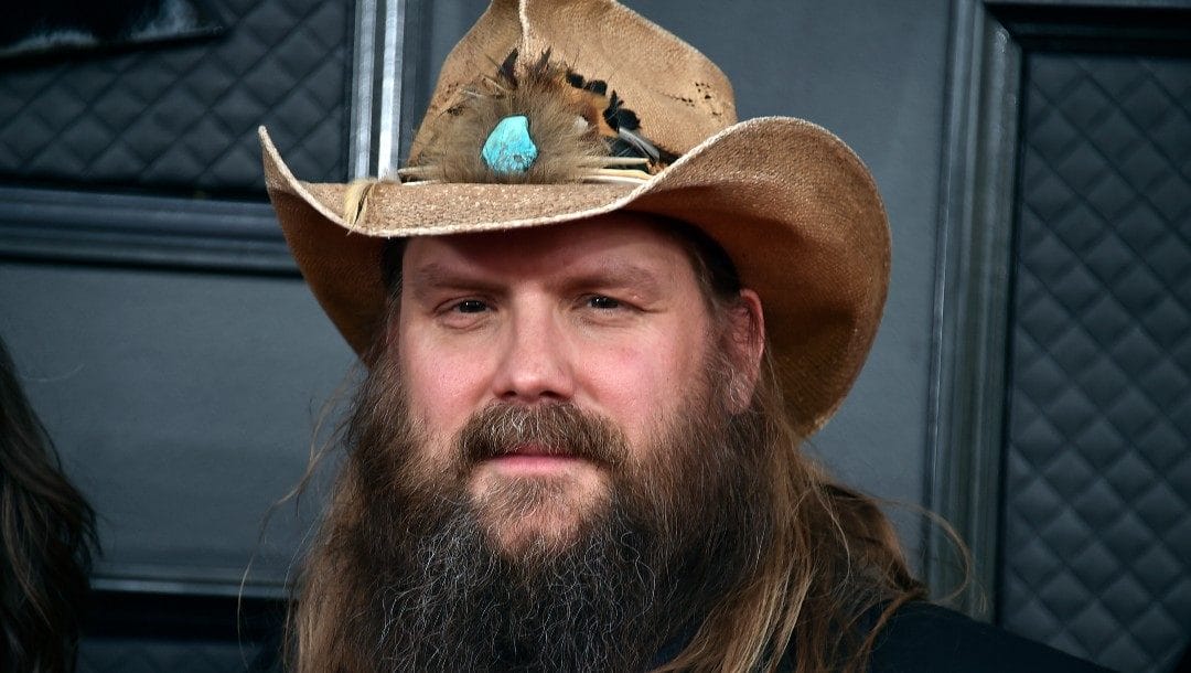 Chris Stapleton arrives at the 64th Annual Grammy Awards in Las Vegas on April 3, 2022. Stapleton will hit next month’s Super Bowl stage to sing the national anthem, while R&B legend Babyface will perform “America the Beautiful.”