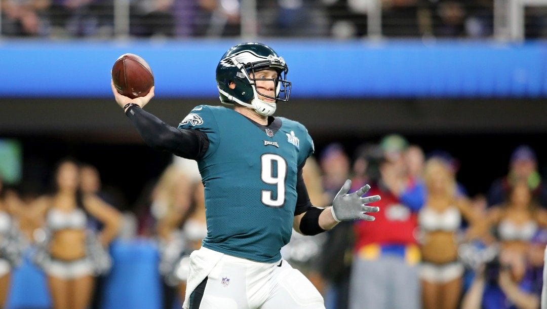 Philadelphia Eagles quarterback Nick Foles in action against the New England Patriots at Super Bowl 52 on Sunday, February 4, 2018 in Minneapolis. Philadelphia won the game 41-33.