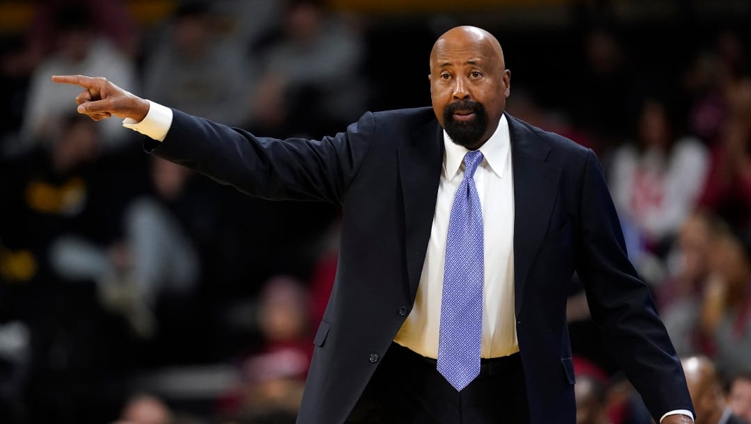 Indiana head coach Mike Woodson directs his team during the second half of an NCAA college basketball game against Iowa, Thursday, Jan. 5, 2023, in Iowa City, Iowa.