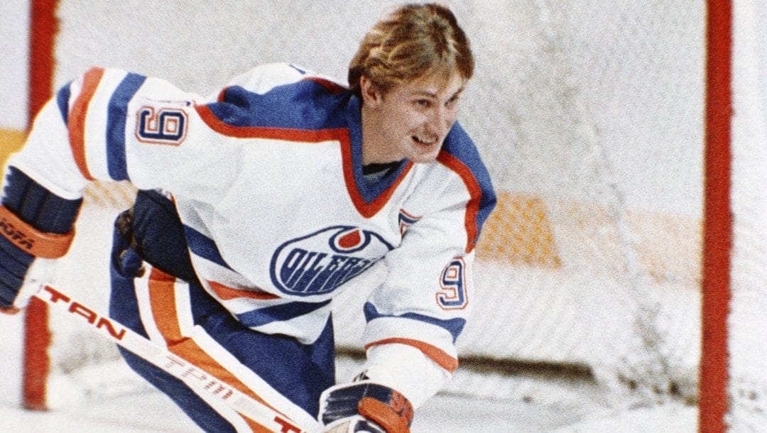 Hockey player for Edmonton Oilers Wayne Gretzky in action in January 1984.