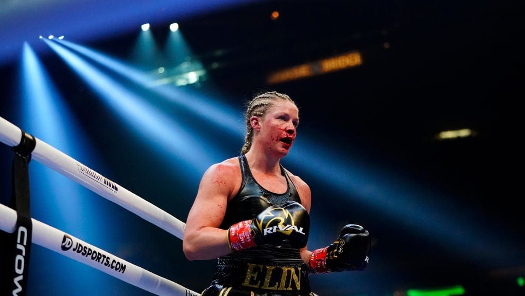 Sweden's Elin Cederroos during the fourth round of a super middleweight championship boxing match against Franchon Crews-Dezurn.