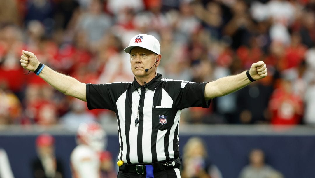 NFL referee Carl Cheffers (51) during an NFL football game between the Kansas City Chiefs and the Houston Texans on Sunday, December 18, 2022, in Houston.