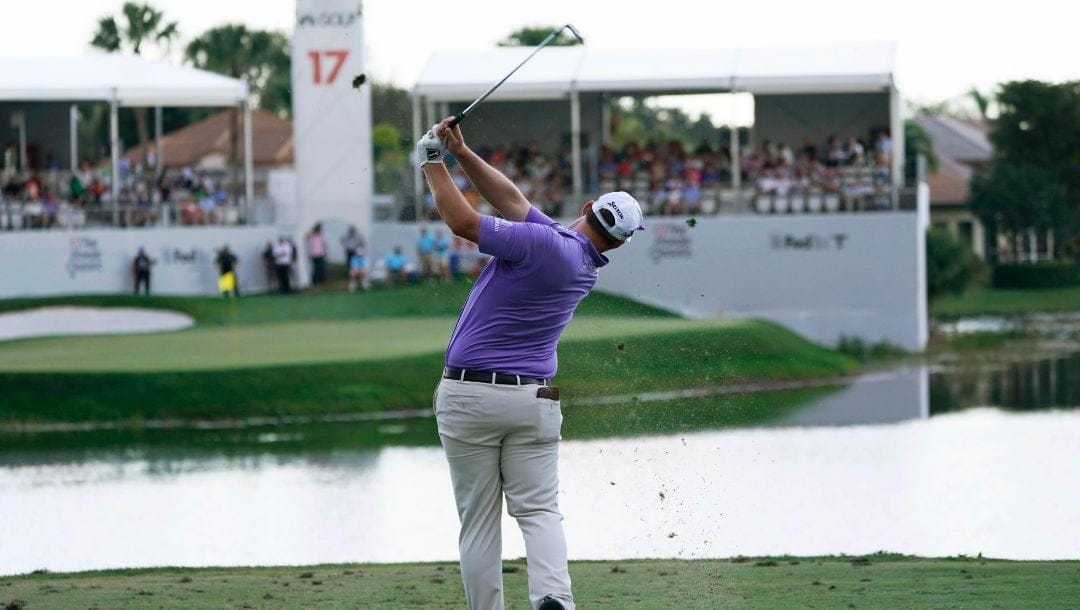 Sepp Straka hits from the 17th tee during the final round of the Honda Classic golf tournament, Sunday, Feb. 27, 2022, in Palm Beach Gardens, Fla. Straka won the tournament.