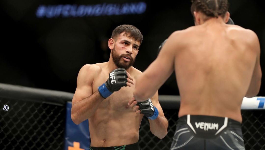 Yair Rodriguez in action against Brian Ortega during their mixed martial arts bout at UFC on ABC 3, Saturday, July 16, 2022.