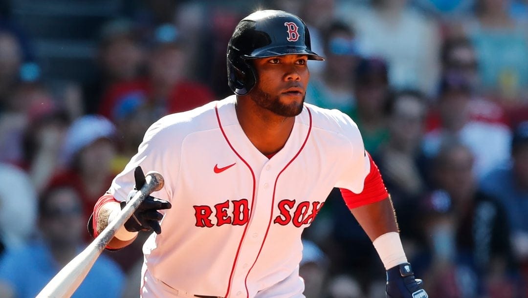 Boston Red Sox's Franchy Cordero plays against the Baltimore Orioles during the eighth inning of a baseball game, Sunday, May 29, 2022, in Boston.