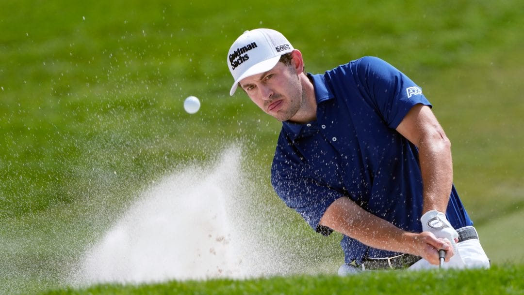 Patrick Cantlay hits from a sand trap to the first green during third round of the Arnold Palmer Invitational golf tournament Saturday, March 4, 2023, in Orlando, Fla.