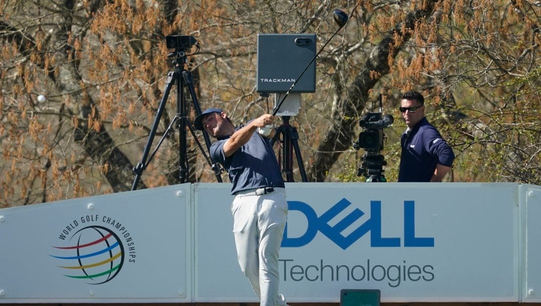 Scottie Scheffler hits off the sixth tee during the third round of the Dell Technologies Match Play Championship golf tournament, Friday, March 25, 2022, in Austin, Texas.