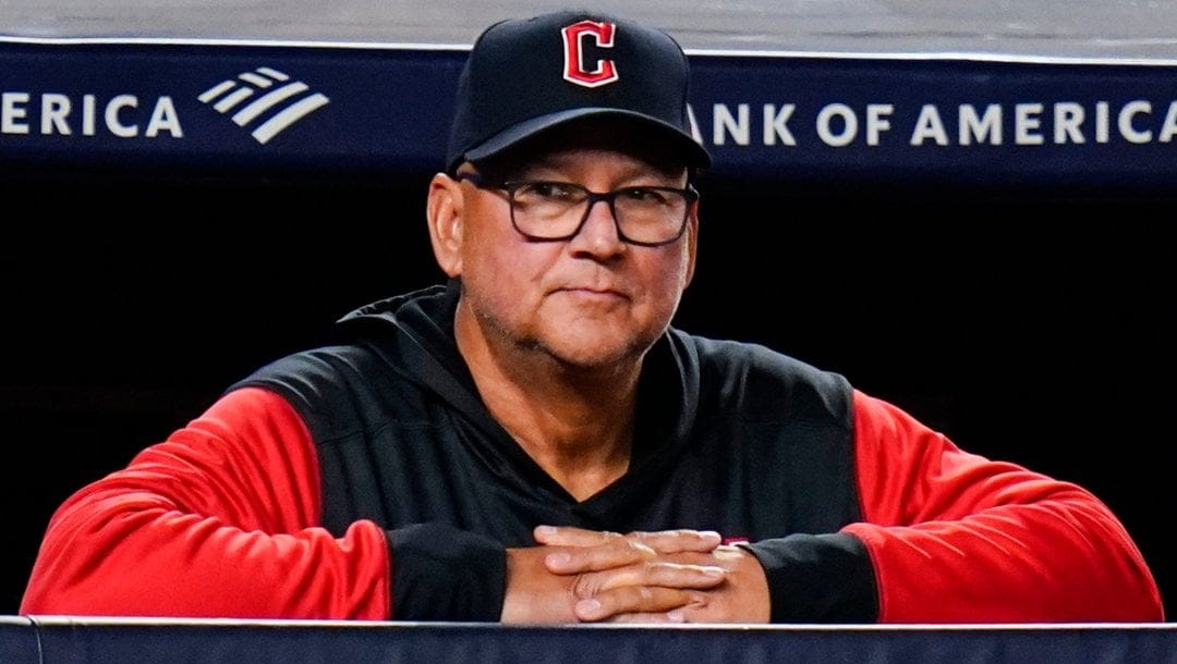 Cleveland Guardians manager Terry Francona watches during the seventh inning of a baseball game against the New York Yankees Friday, April 22, 2022, in New York.