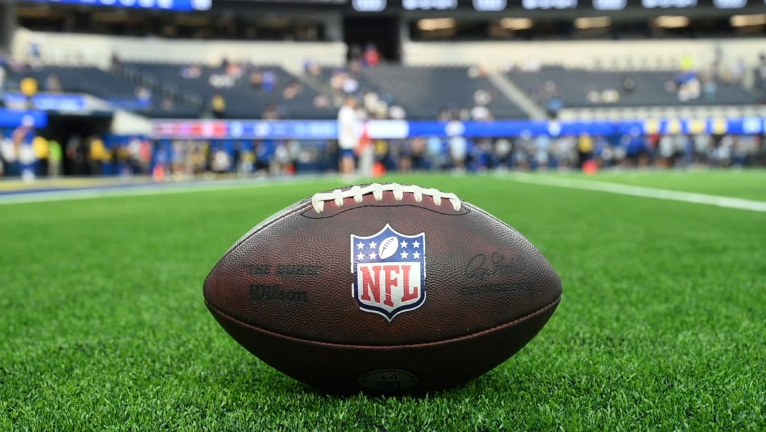 A football with the NFL logo