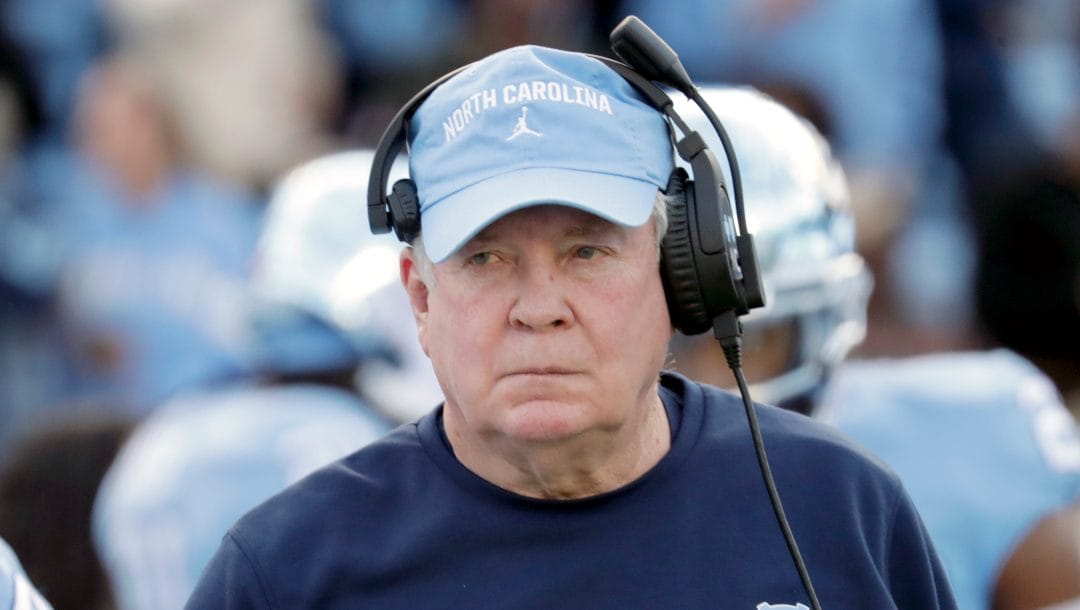 North Carolina head coach Mack Brown on the sidelines before an NCAA college football game against North Carolina State Friday, Nov. 25, 2022, in Chapel Hill, N.C.