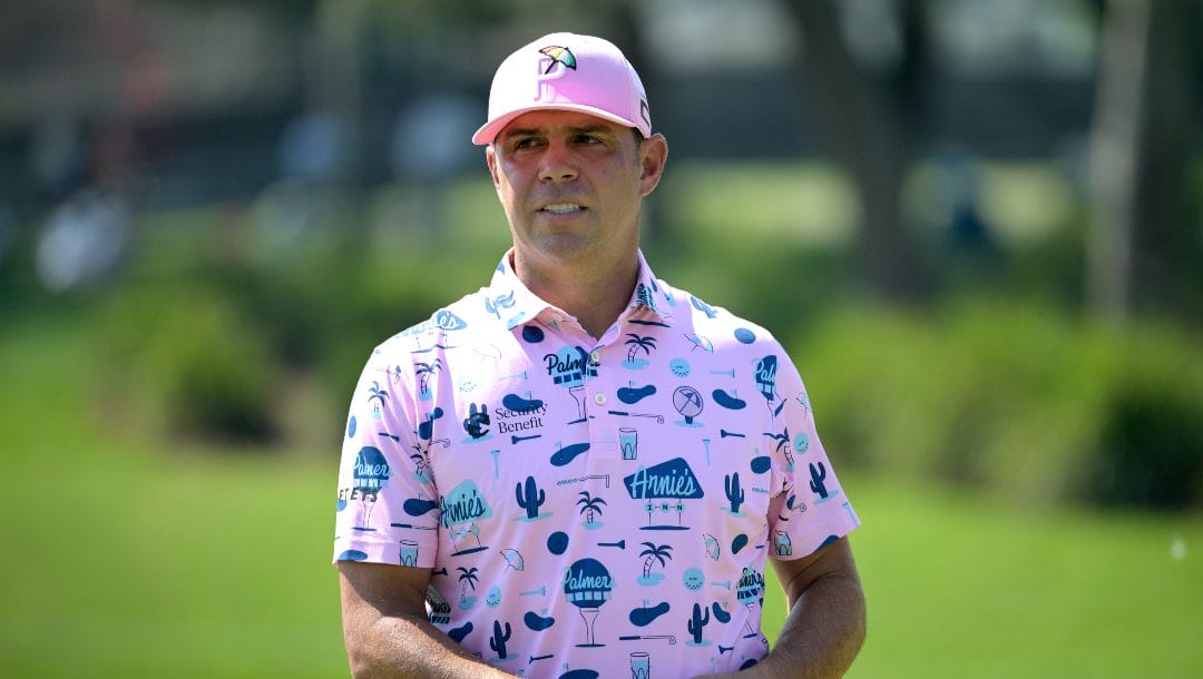 Gary Woodland walks off of the second green after making his putt during the first round of the Arnold Palmer Invitational golf tournament, Thursday, March 2, 2023, in Orlando, Fla.