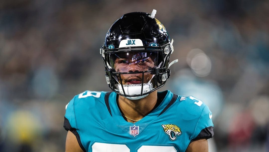 Portrait of Jacksonville Jaguars wide receiver Jamal Agnew (39) during an NFL football game against the Tennessee Titans, Saturday, Jan. 7, 2023, in Jacksonville, Fla. The Jaguars defeated the Titans 20-16. (AP Photo/Gary McCullough)