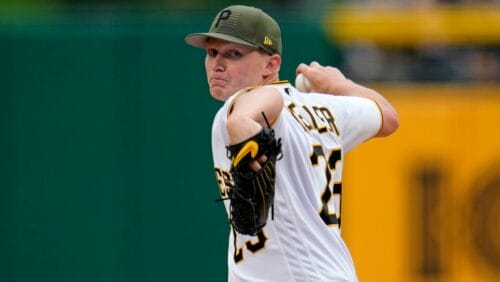 Pittsburgh Pirates starting pitcher Mitch Keller delivers during the second inning of a baseball game against the Arizona Diamondbacks in Pittsburgh, Saturday, May 20, 2023.